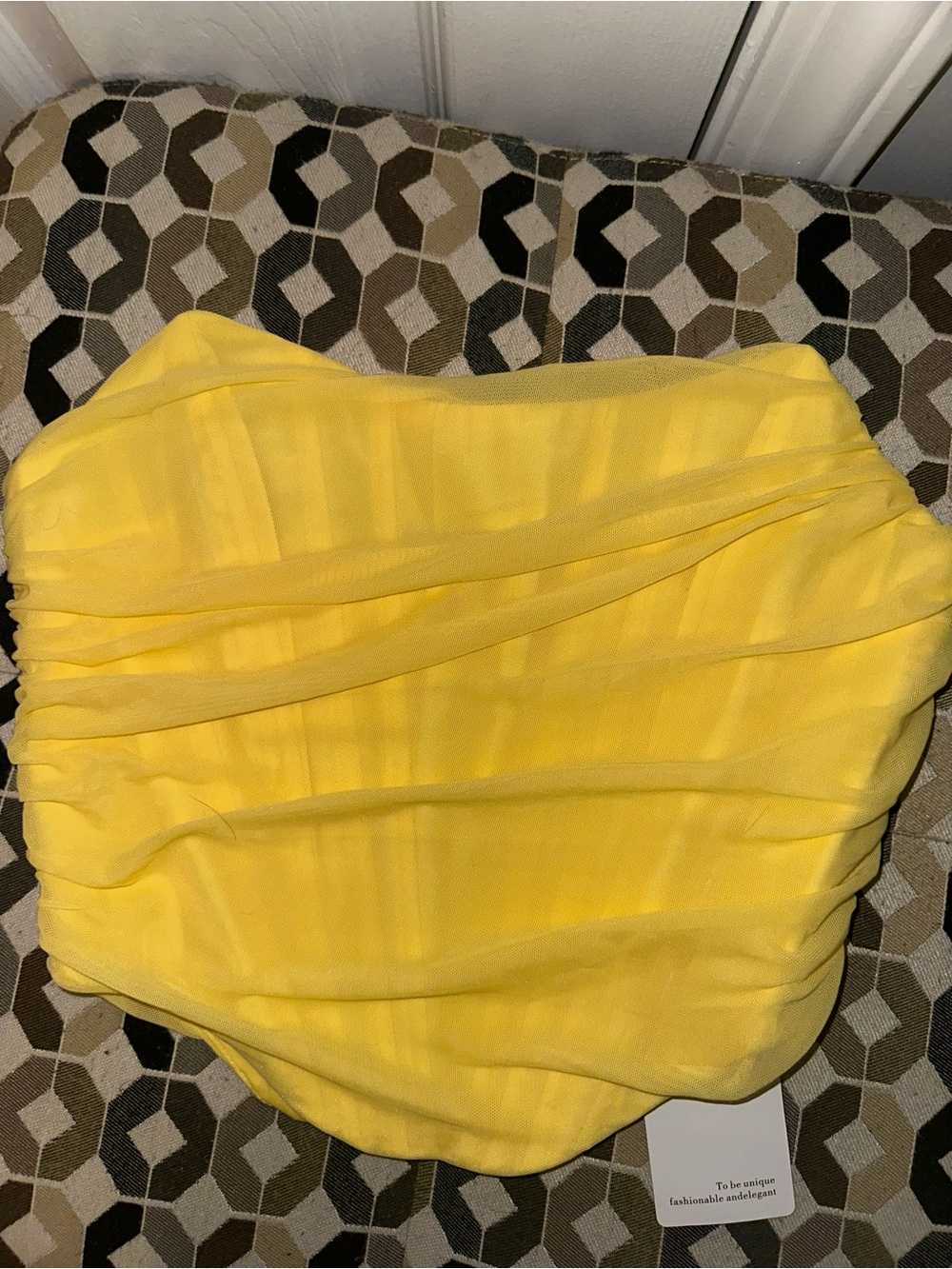 Strapless Yellow Ruched Mini Top